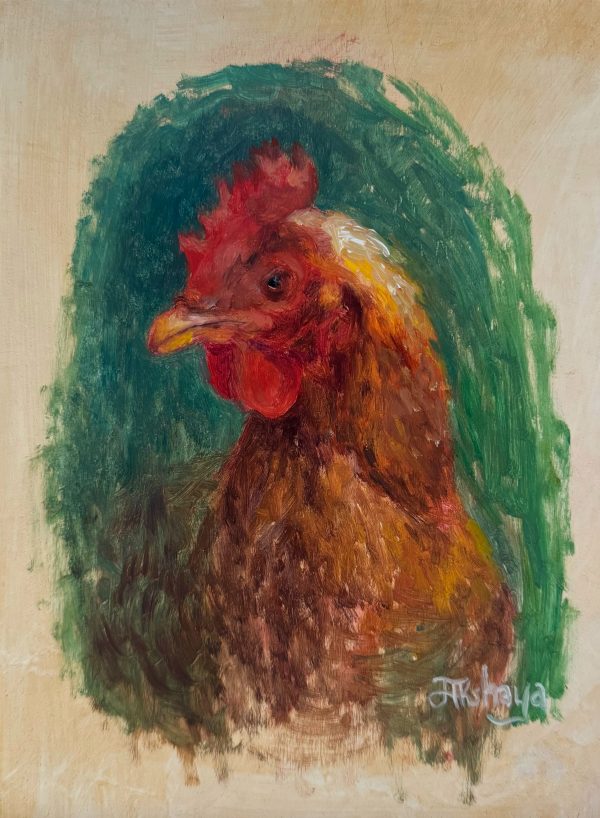 portrait painting of a hen