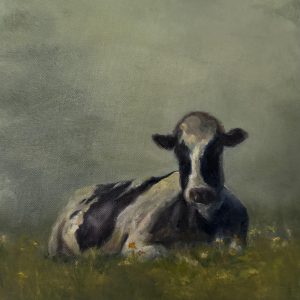 Painting of cow in field